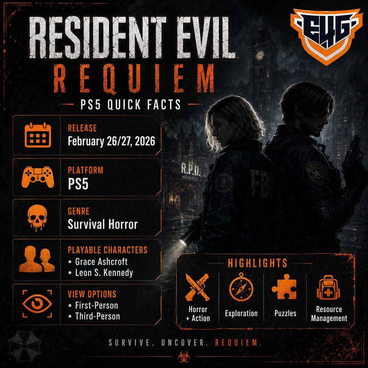 Resident Evil Requiem PS5 : Release Date, Gameplay & Full Guide - Egy4Gamers, PlayStation 5, PlayStation Plus , PlayStation Network, PSN Cards, PSN Card, PlayStation Games, , Ps Plus , Ps Accounts ,Apple iTunes Gift Card, PUBG Resident Evil Requiem PS5 release date