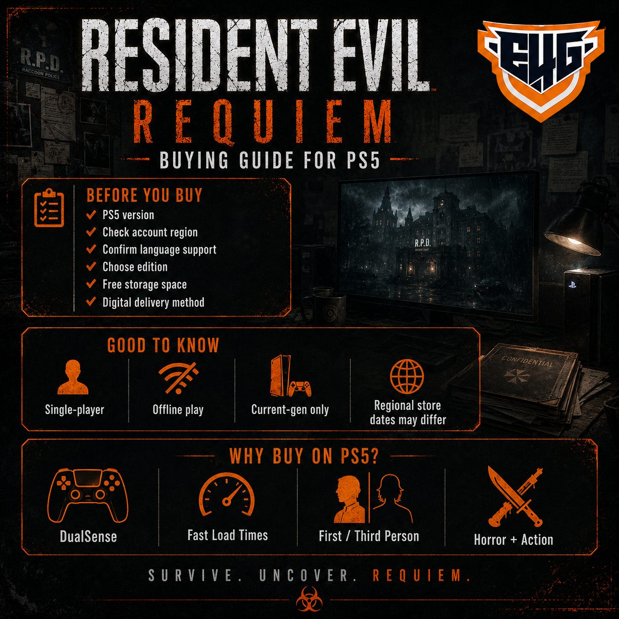 Resident Evil Requiem PS5 : Release Date, Gameplay & Full Guide - Egy4Gamers, PlayStation 5, PlayStation Plus , PlayStation Network, PSN Cards, PSN Card, PlayStation Games, , Ps Plus , Ps Accounts ,Apple iTunes Gift Card, PUBG What should you check before buying on PS5?”